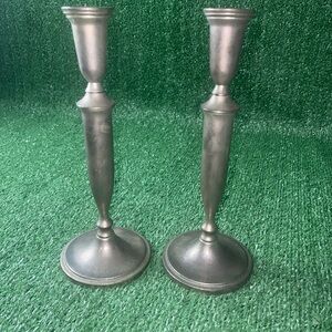 Vintage Pewter Candle Stick Pair
